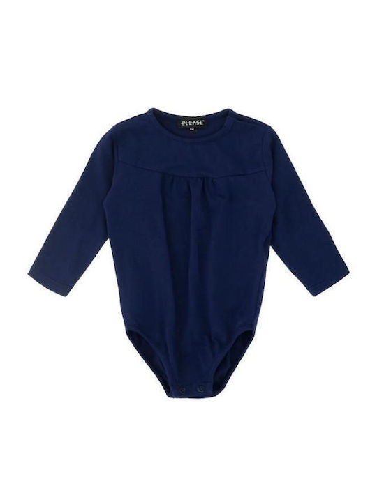 Please Baby Bodysuit Navy Blue