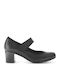 Leder Pumps mit Riemchen Schwarz