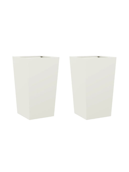 vidaXL Set 2 Blumenkästen Metall Weiße
