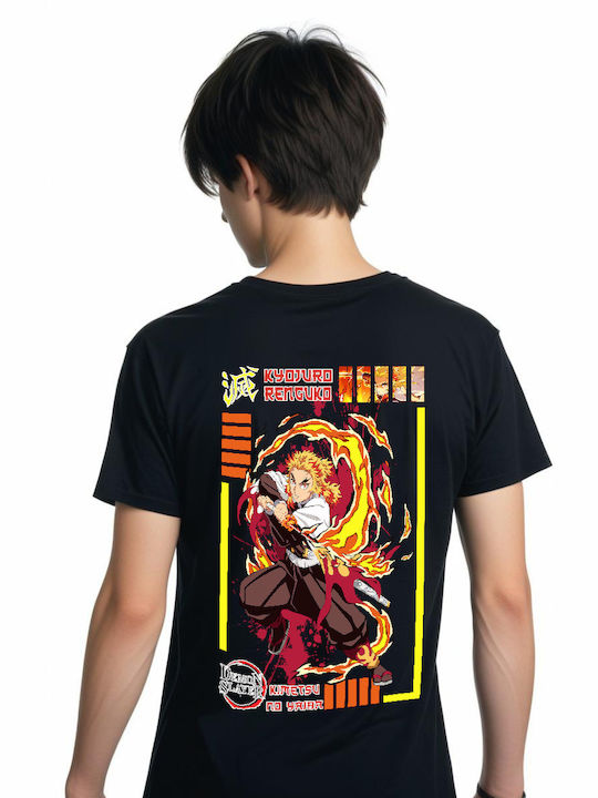 T-shirt Demon Slayer Kyojuro Renguko Pop Culture Black