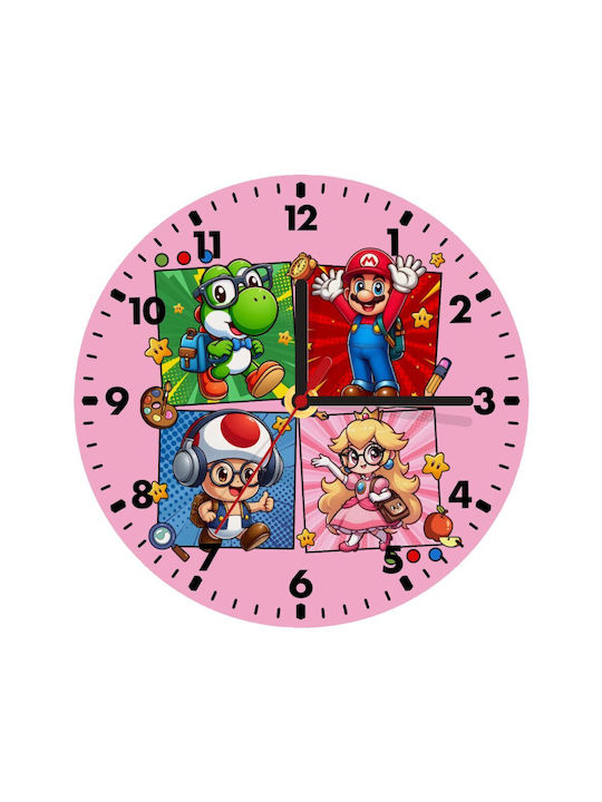Koupakoupa Παιδικό Ρολόι Τοίχου Back To The School Mario & Friends Ξύλινο 20εκ.