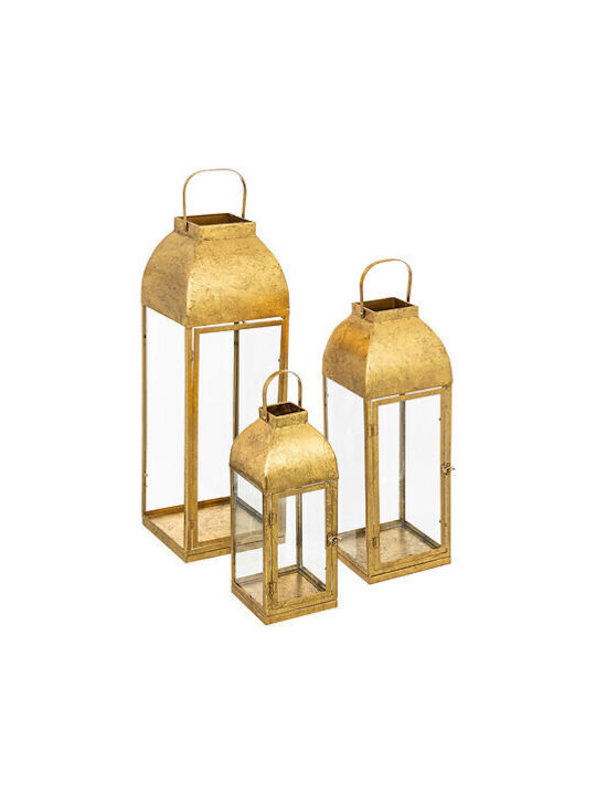 Laterne Set Gold 21.3x20.6x62.4cm 3Stück