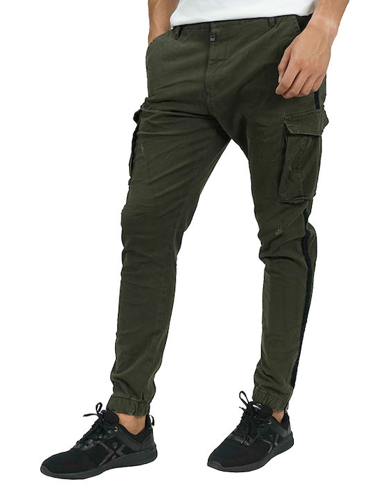 Cover Jeans Cover Men's Trousers Cargo Elastic in Slim Fit Haki