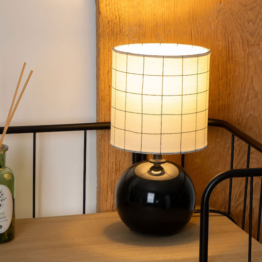 Timeo Ceramică Lampă de masă cu Abajur Alb și Bază Negru