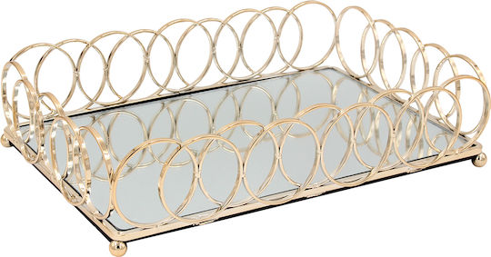 Keskor Διακοσμητικός Δίσκος Metallisch Rechteckig mit Spiegel 31x21x7cm 1Stück