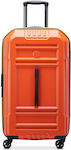 Delsey Expandable Large Travel Suitcase Orange with 4 Wheels Height 73cm