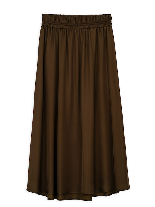 Philosophy Wear Satin Maxi Skirt Brown