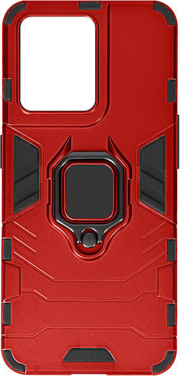 Oppo Reno 8 5g Hybrid Shockproof Case Metallic Ring Stand Red