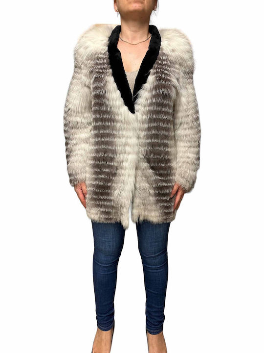 Frauen Pelz White-Grey