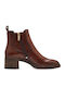 Leather Women's Ankle Boots Tabac Brown