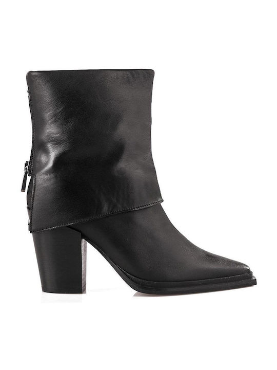 Alpe Leather Women's Ankle Boots with High Heel Black