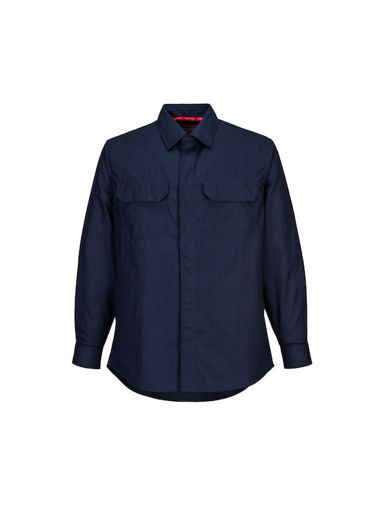 Portwest FR69 Men's Long Sleeve Work Shirt Navy Blue