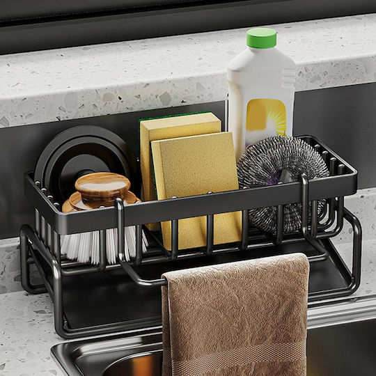 Kitchen Sink Organizer Made of Black Stainless Steel 23x9x10cm