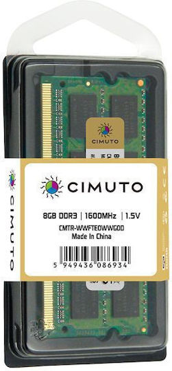 Cimuto 8GB DDR3 RAM mit Geschwindigkeit 1600 für Laptop