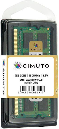 Cimuto 4GB DDR3 RAM с Скорост 1600 за Лаптоп