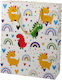 Bag for Gift with Theme "Dinosaurs" White 32x10x26cm.
