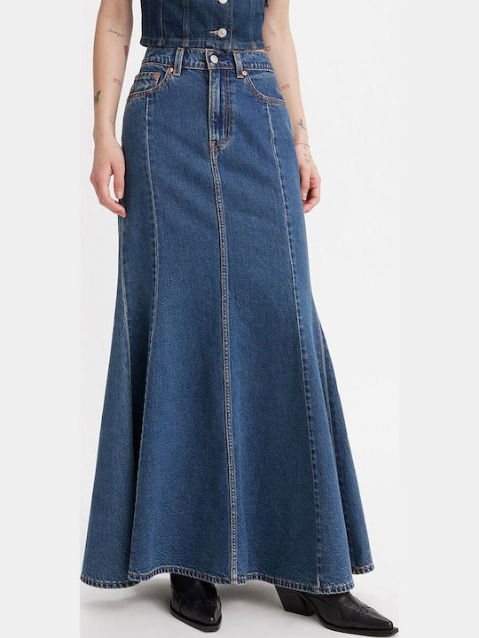 Denim Maxi Fustă Dark Aged Denim