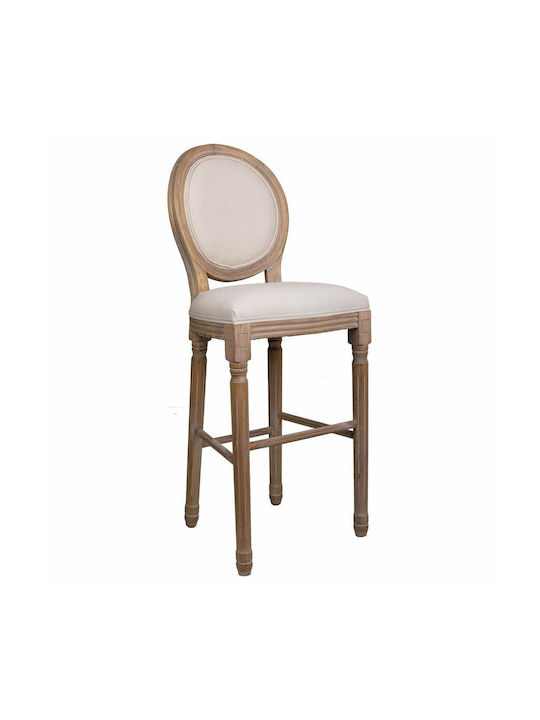 Stool Bar with Backrest Wooden Cream 52x46x116cm