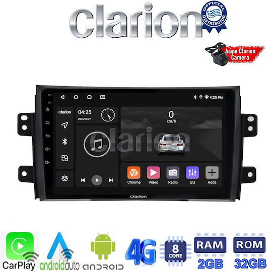 Clarion Ηχοσύστημα Αυτοκινήτου για Fiat Sedici Suzuki SX4 2006-2011 (Bluetooth/USB/WiFi/GPS/Apple-Carplay/Android-Auto) με Οθόνη Αφής 9"