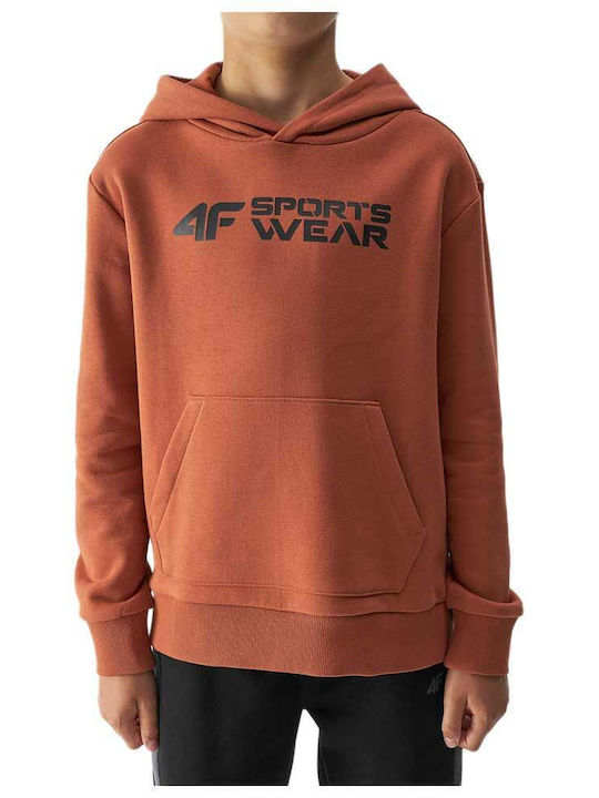 4F Kids Sweatshirt with Hood Tabac Brown