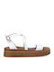 Women's Flat Sandals with Strap in White Color