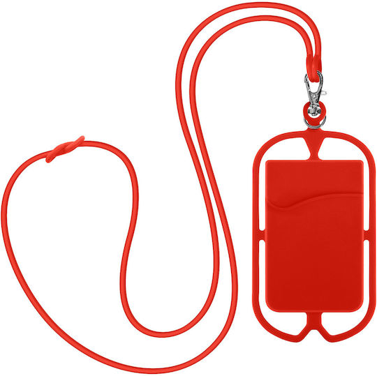 Universal Lanyard Case Smartphones Card-holder Neckpouch Series Red