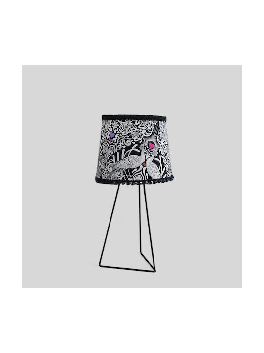 Oxygen Black And White Birds Table Lamp for Socket E27 with Black Shade and Base