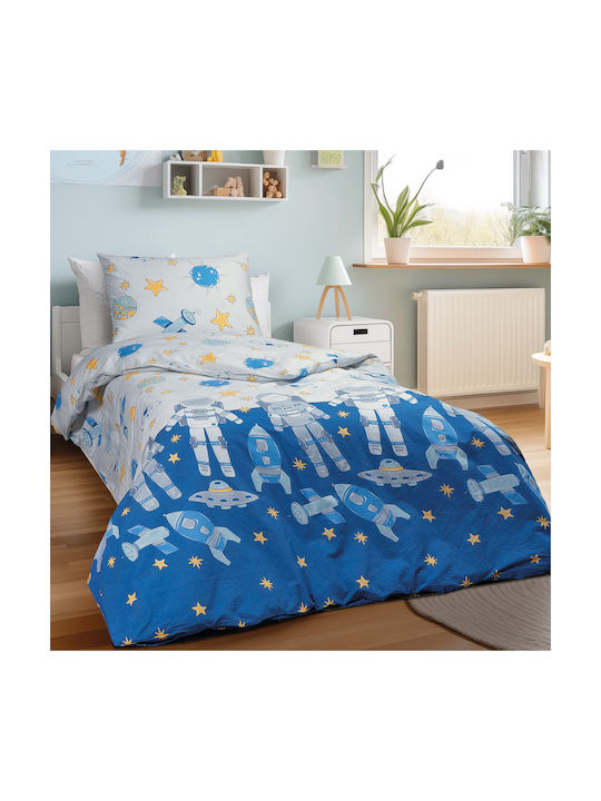 Beauty Home Bettwäsche-Set Einzel Baumwolle Luke Art 6235 Blue 170x260cm 2Stück