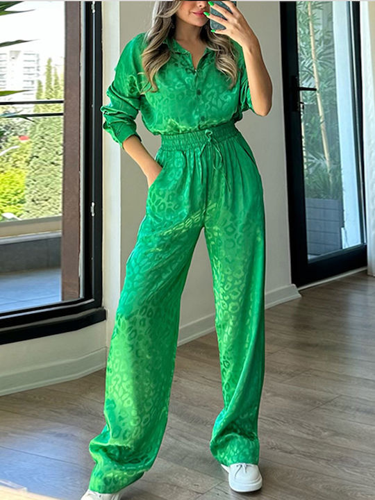 Σετ Πουκάμισο Παντελόνα Σατινέ Animal Print Πρά...