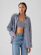 Γυναικείο Crop Top Βαμβακερό Ριγέ Blue And Green