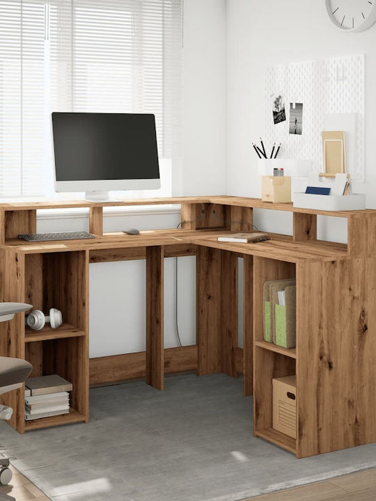 Ecke Schreibtisch Holz Coffee mit LED & USB-Ans...