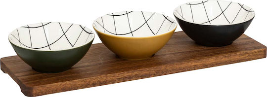 Ceramic Dessert Tower Stand 3 Slots Brown Diameter 37cm Height 6cm P37xL12.5xH6cm