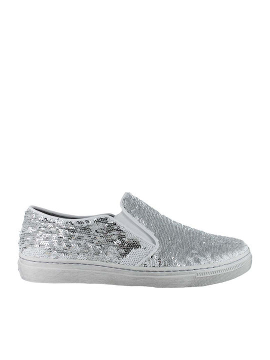 Damen Slip-On Leder Silber