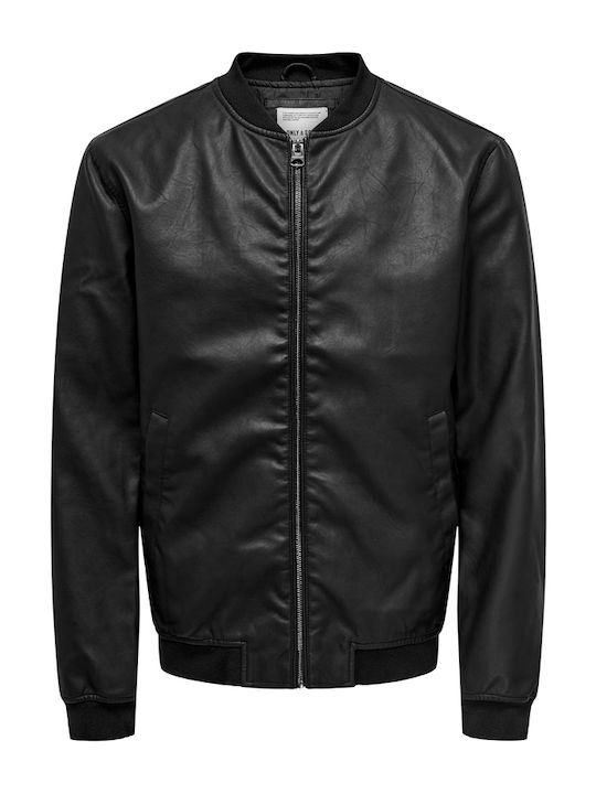 Only Sons Faux Leather Jacket Black 22028557