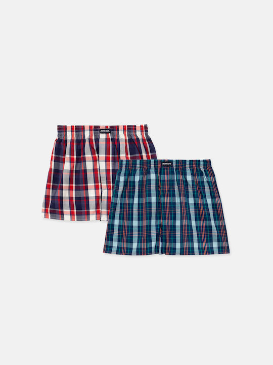 Minerva Men's Boxers Marine/turquoise Checkered...