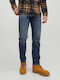 Mike Men's Jeans Pants with Regular Tapered Fit Blue Denim
