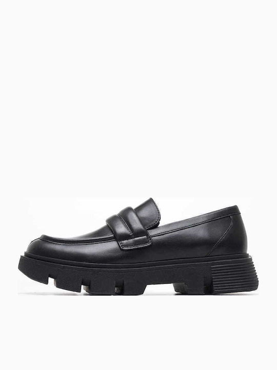D.vilde Leder Damen Loafers in Schwarz Farbe