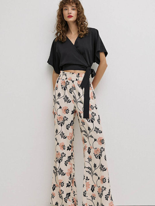 Women's High-waisted Fabric Trousers with Elastic in Regular Fit