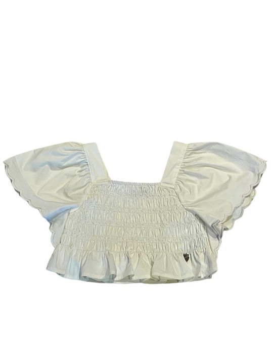 Παιδικό Crop Top Κοντομάνικο Λευκή