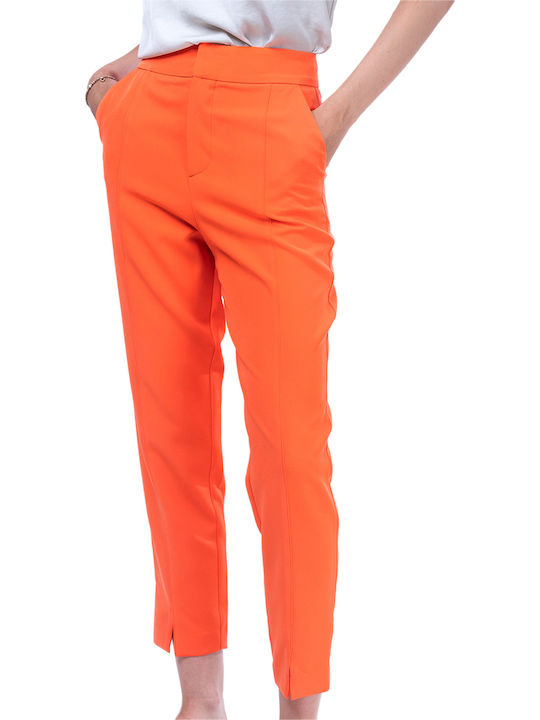 MY T Women's Fabric Trousers Orange