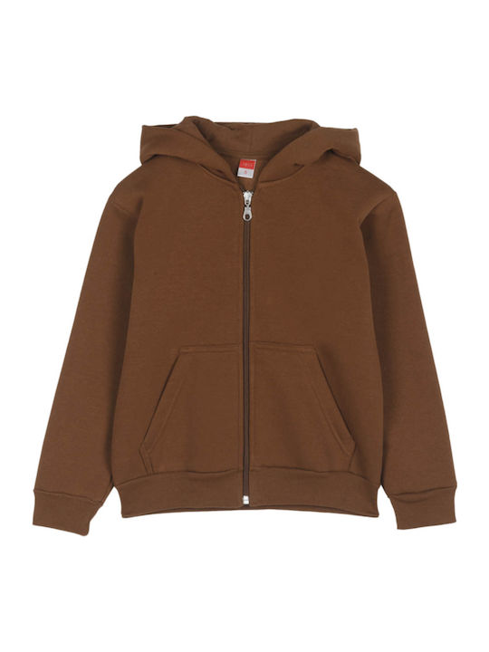 Kids Cardigan Cotton with Hood Coffee