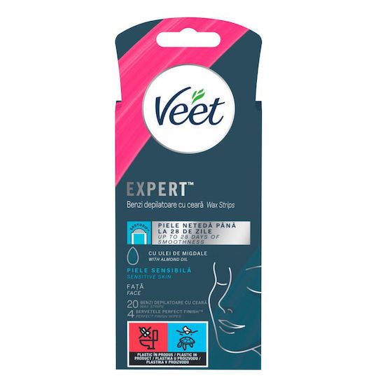 Veet Expert Ταινίες Αποτρίχωσης για το Πρόσωπο για Ευαίσθητες Επιδερμίδες 20τμχ