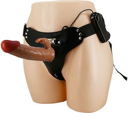 Pretty Love Universal Gurtzeug mit Doppelter Dildo und Vibration in Braun Farbe