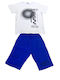 Kids' Set with Shorts Summer 2pcs White, Royal Blue