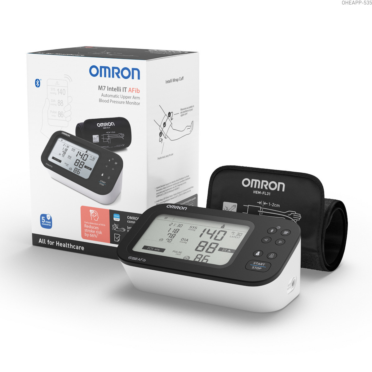 Omron M7 Intelli IT AFib Ηλεκτρονικό Πιεσόμετρο Μπράτσου Ακριβείας με ανίχνευση Αρρυθμίας & Bluetooth (HEM-7380T1-EBK)