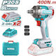 Total Brushless Impact Wrench Battery 20V 2x2Ah with Socket 1/2"