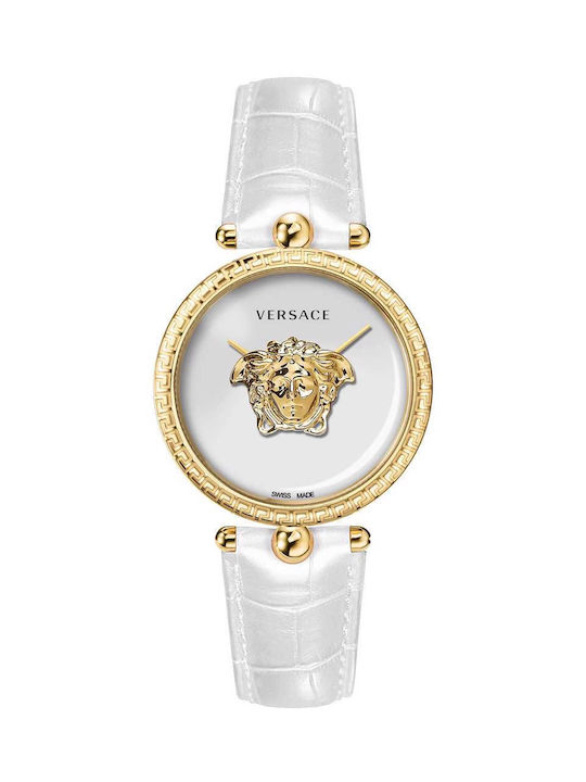 Versace Palazzo Watch with White Leather Strap