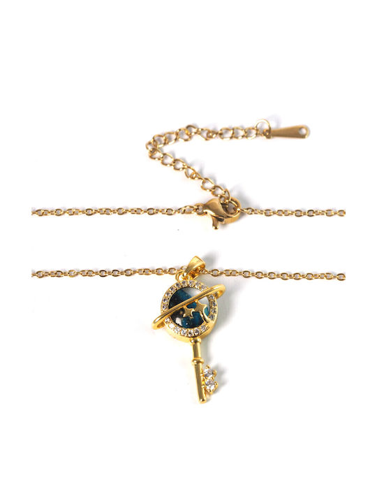 Κλειδί Necklace from Gold Plated Steel