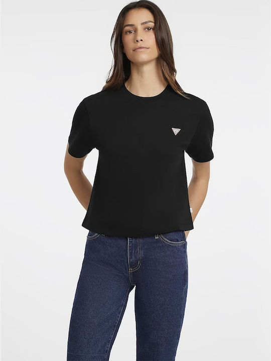 Guess Triangle Γυναικείο Oversized T-shirt Μαύρη