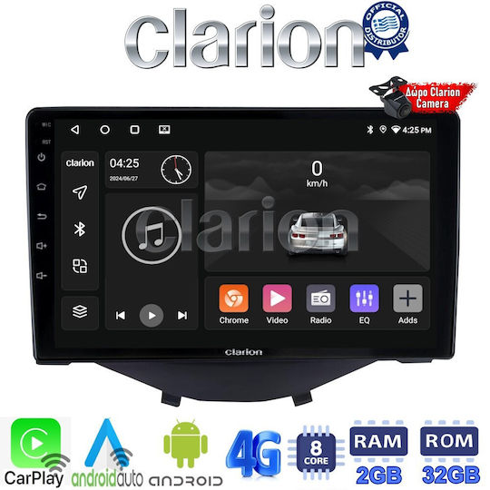 Clarion Ηχοσύστημα Αυτοκινήτου για Peugeot 107 Toyota Aygo Citroen C1 2014> (Bluetooth/USB/WiFi/GPS/Apple-Carplay/Android-Auto) με Οθόνη Αφής 9"